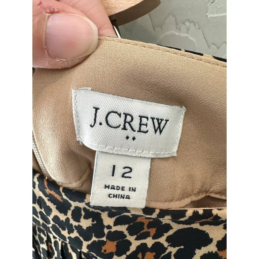 J.CREW | Leopard Print Pleated Midi Skirt Animal Print | Size 12 - Picture 5 of 6